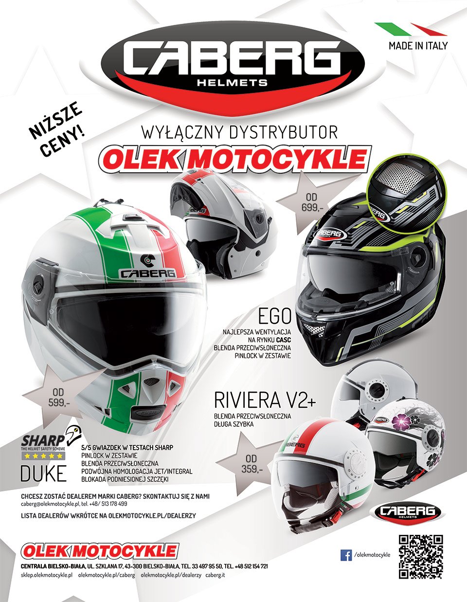 Wyłącznym dystrybutor marki Caberg Olek Motocykle
